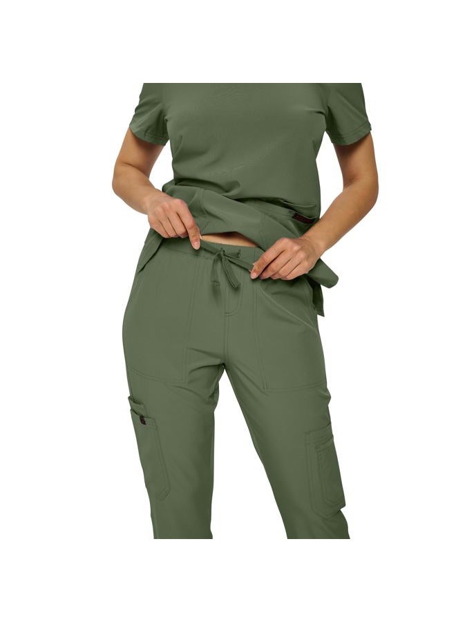 MONARCH UNIFORMS أطقم سكراب في أطوال عادية وصغيرة، سكراب مرن للنساء، مجموعة من قميص سكراب وسروال سكراب، زيتوني، L - Image 3