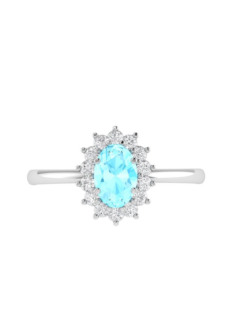 Capri Gold Diana Oval Aquamarine and Ablazing Diamond Ring in 18K White Gold  - Image 1
