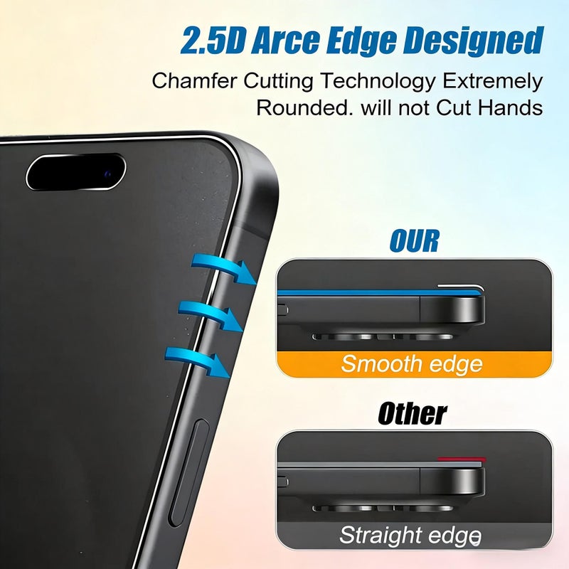 4pcs White Matte High Definition Tempered Glass Screen Protector For iPhone 14 Pro Scratch Resistant Full Coverage - Image 4