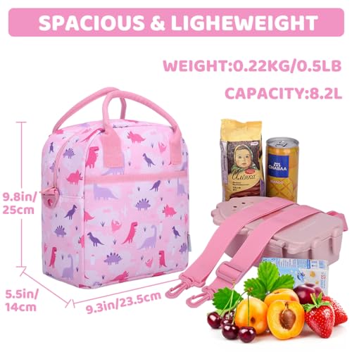 VASCHY Lunch Box Bag for Kids, Insulated Lunchbox Tote for Toddler Little Girls School Daycare Kindergarten Dinosaur - Image 3