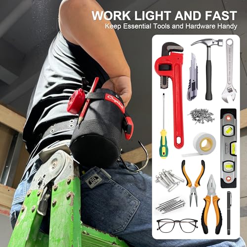 Chyaidach Drawstring Tool Pouch with Belt Clip, Steel Liner & Carabiner, Clip-On Nail, Screw & Bolt Tool Bag – Fits All Belts, Backpack & Bag – Ideal for Carpenter, Electrician, Contractor - Image 2