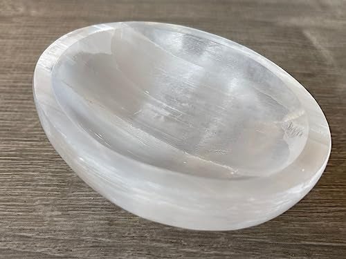 GAF TREASURES Gemstone Carved - 4" Selenite Oval Bowl, Selenite Crystal Polished Charging Bowl - Image 2