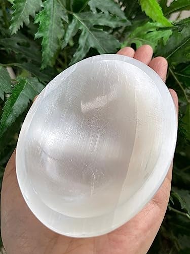 GAF TREASURES Gemstone Carved - 4" Selenite Oval Bowl, Selenite Crystal Polished Charging Bowl - Image 1
