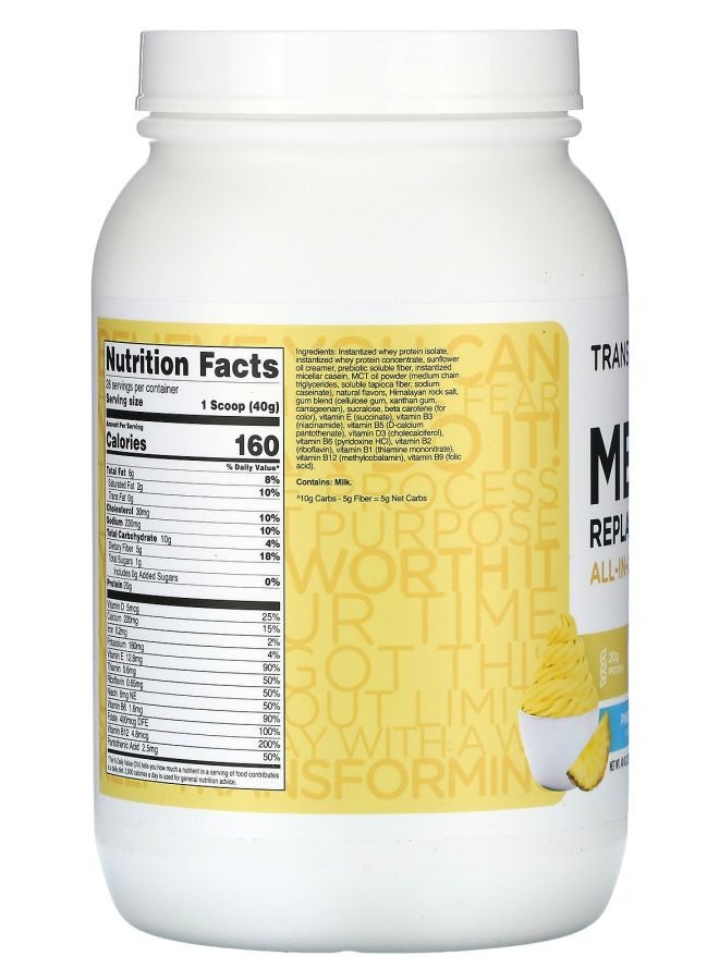 TransformHQ Meal Replacement All-in-One Shake Pineapple Whip 2.5 lb 40 oz (1120 g) - Image 2