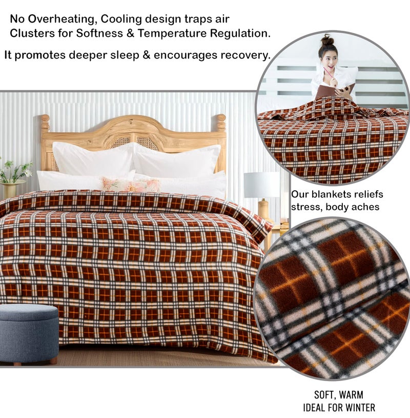 CHANDRAVATI Single Bed ||60x90||Fleece|| Quilt Cover/Duvet Cover/Rajai Cover/Blanket Cover for Winters (MC-Brown, 90x100) - Image 2