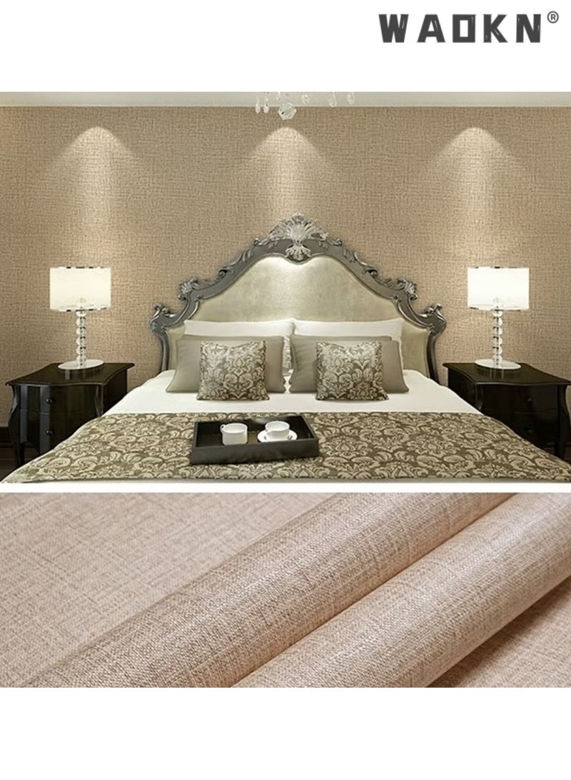 WAOKN Solid Color Linen Stripes Self-Adhesive Wallpaper,  Film Sticker Peel and Stick Waterproof Wall Sticker ，DIY size，Removable Liner Contact Paper Wall Decoration Vinyl Roll for Wall Kitchen Bathroom Bedroom Rental Home Decor ，60cmx10m - Image 5