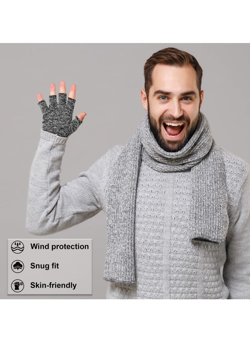 2 Pairs Unisex Warm Half Finger Gloves, Winter Fingerless Gloves (L for Adults)  - Image 5