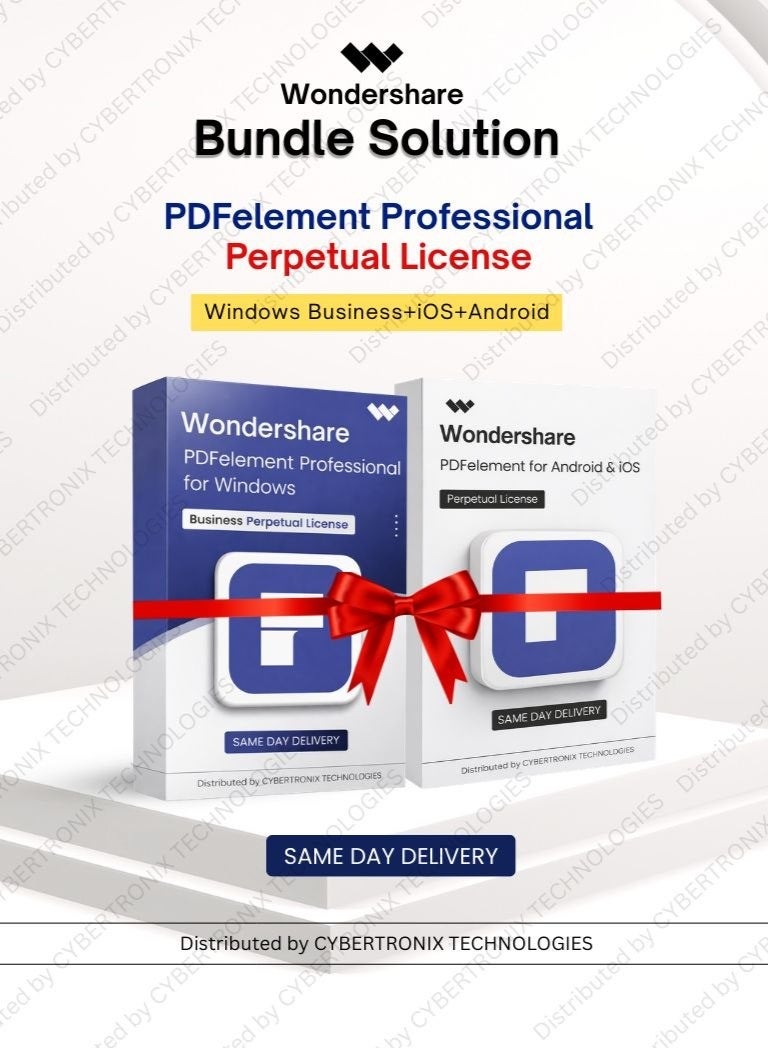 Wondershare Bundle Solution: Wondershare PDFelement (Windows Business+iOS+Android) | Lifetime | Digital License | Same Day Delivery