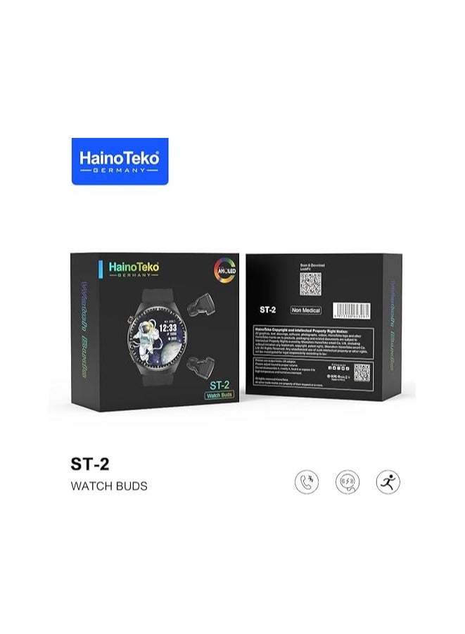 Haino Teko DOOMAX Haino Teko Germany ST2 Smartwatch Buds with AMOLED Display Smartwatch + Earbuds - Original - Image 2