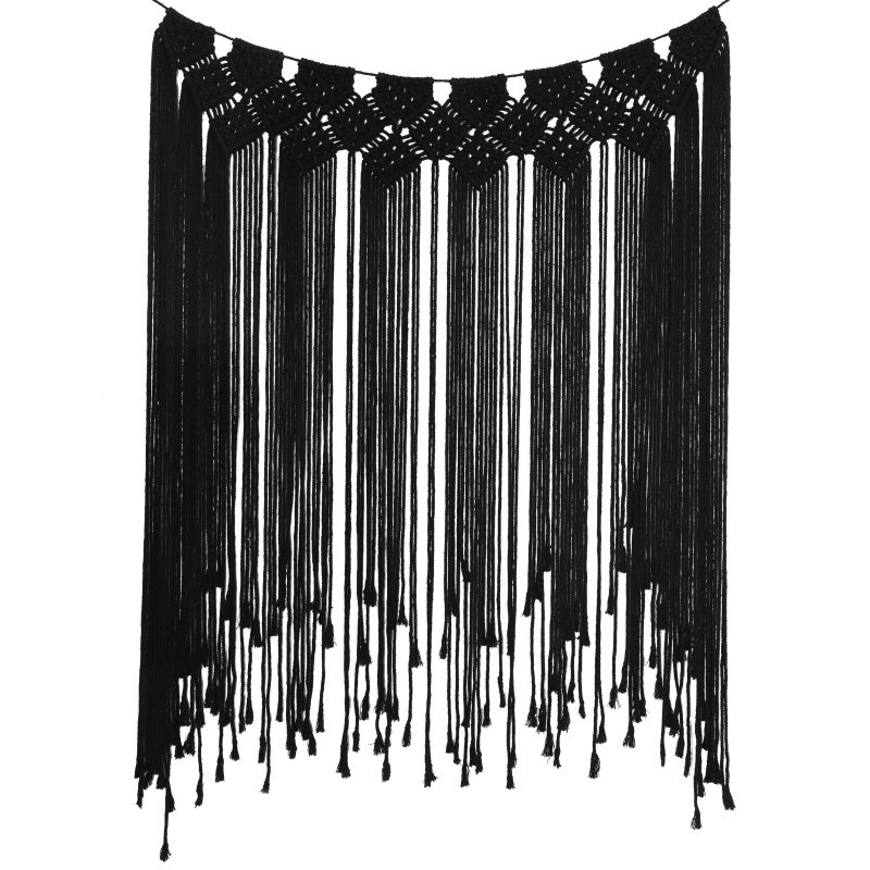 RLoncomix Macrame Wall Hanging Modern Chic Woven Wall Art Tapestry Boho Wedding Living Room Gallery Bedroom Wall Decoration Black 39x 45