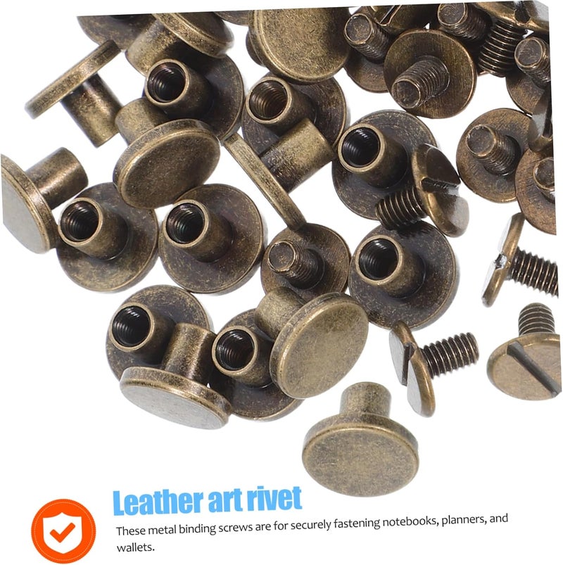 Uonlytech 20pcs Flat Screw Rivets Durable Binding Rivets for Bookbinding Leather Craft Furniture Assembly and Bag Repair Bronze Color Easy DIY - Image 3