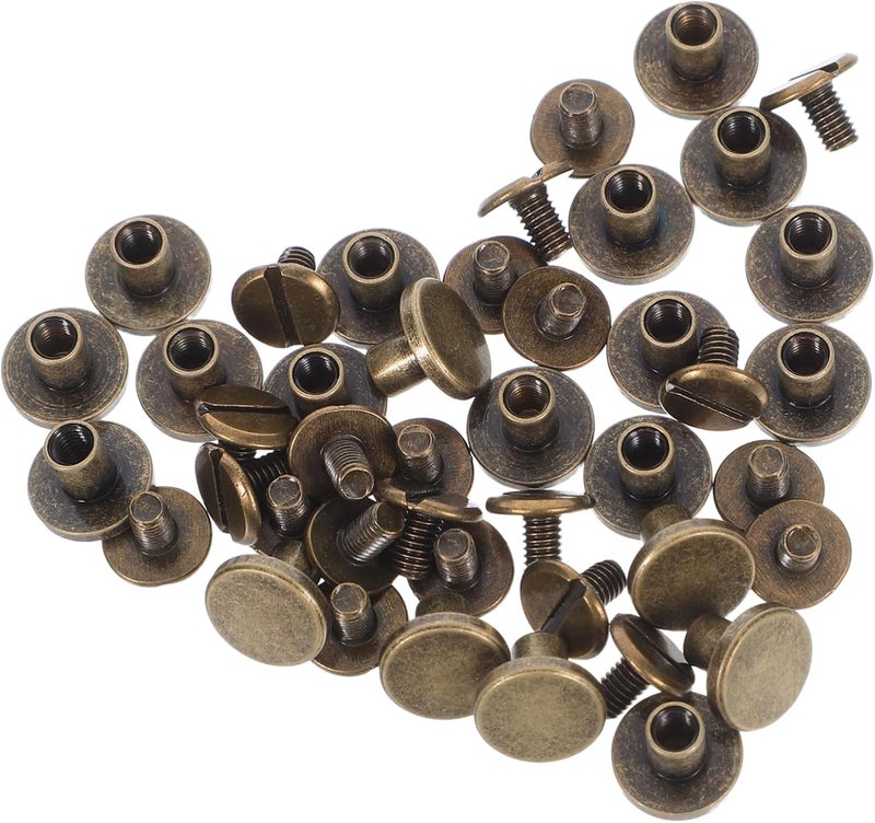 Uonlytech 20pcs Flat Screw Rivets Durable Binding Rivets for Bookbinding Leather Craft Furniture Assembly and Bag Repair Bronze Color Easy DIY - Image 1