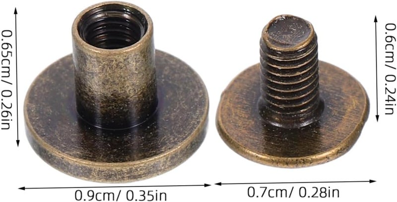 Uonlytech 20pcs Flat Screw Rivets Durable Binding Rivets for Bookbinding Leather Craft Furniture Assembly and Bag Repair Bronze Color Easy DIY - Image 2