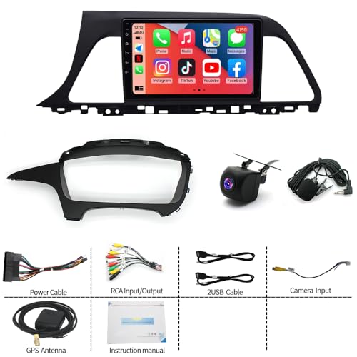 Hiolpen Wireless CarPlay Android Auto Stereo for Hyundai Sonata 2015-2017 | 9" Android 13 Double Din Head Unit with GPS, Bluetooth, Backup Camera, 2+32GB - Image 2