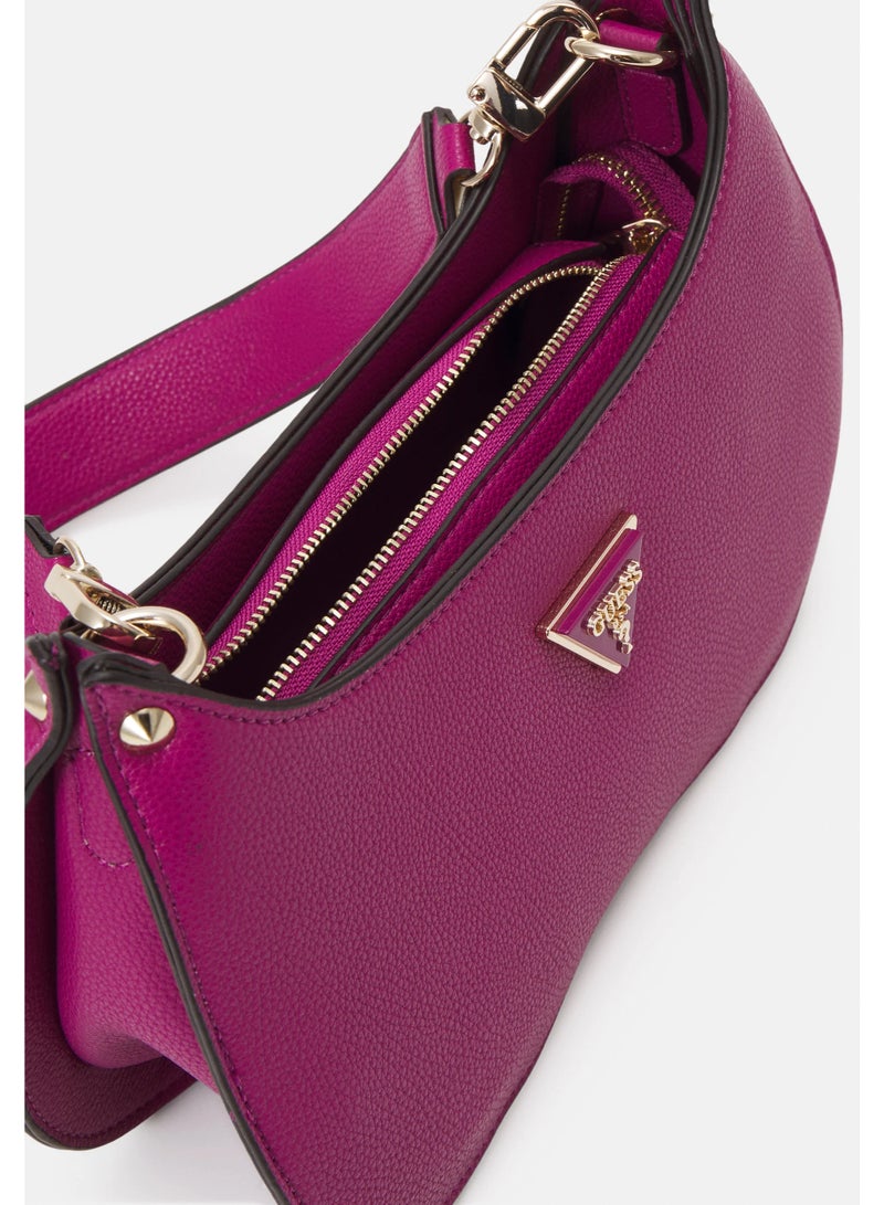 جس حقيبة GUESS Meridian Mini Top Zip – لمسة أنيقة بلون البويزن بيري الجريء - Image 4