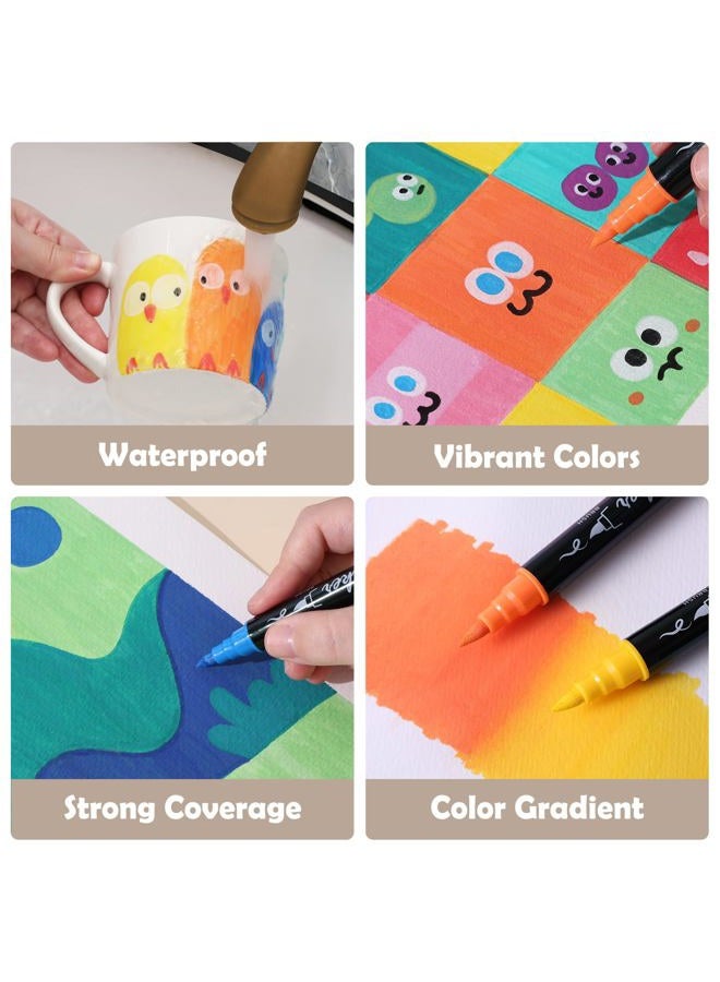 TOSHARE 120 Colors Acrylic Paint Markers, Waterproof Dual Tip Acrylic Paint Pens with Brush and Fine Tip, Markers Set for Paper, Rock, Wood, Canvas, Glass, Ceramic and DIY Crafts Making Art Supplies - Image 4