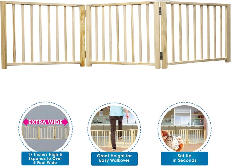 Four Paws Expandable Dog Gate Wood Gate for Dogs 3Panel 2468 W x 17 H - Image 2
