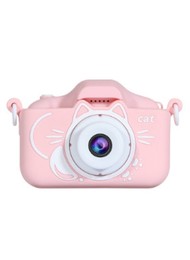 Children's Digital Small SLR Camera Front And Back HD Double-camera Cartoon Mini Camera-Color:H5 Pink Cat  - Image 1
