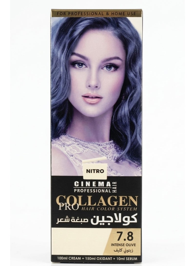 نظام صبغة الشعر الاحترافي نيترو سينما كولاجين برو، درجة 7.8 زيتوني مكثف