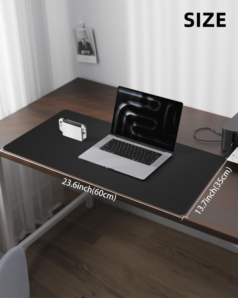AFIING Non-Slip Desk Pad,Desk mat,Large Mouse Pad, Office Desk mat, Waterproof PU Leather Desk Blotter Mat, Desk Cover Mat,Desk Organizer and Accessories for Men(Black, 23.6" x 13.7") - Image 5