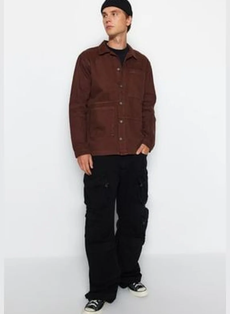 trendyol Men's Brown Regular Fit Denim Jeans Jacket TMNAW23CE00020