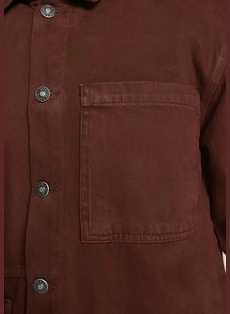 trendyol Men's Brown Regular Fit Denim Jeans Jacket TMNAW23CE00020