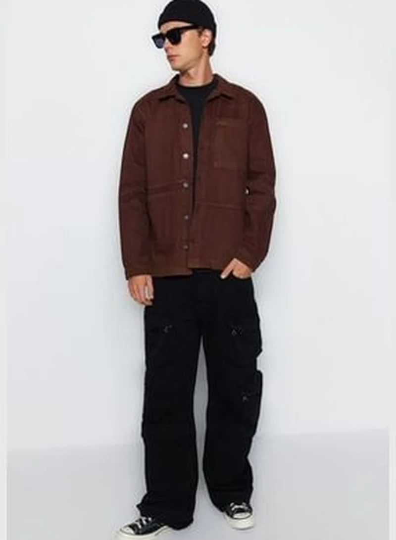 trendyol Men's Brown Regular Fit Denim Jeans Jacket TMNAW23CE00020