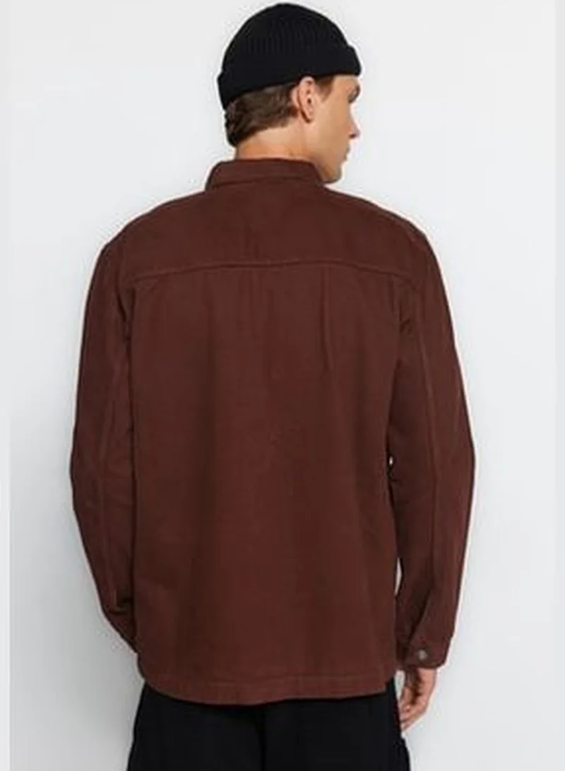 trendyol Men's Brown Regular Fit Denim Jeans Jacket TMNAW23CE00020