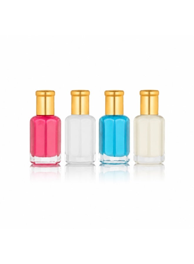 Premium Musk Collection – Pomegranate Musk, Powder Musk, Vanilla Musk & White Musk (3g Each) | Long Lasting Concentrated Perfume Oil Set for Men & Women