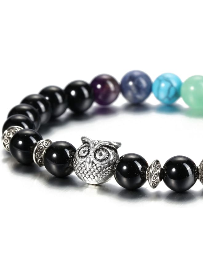 Top Plaza 7 Chakra Stone Bead Bracelet Reiki Healing Yoga Meditation Anxiety Stretch Bracelets Owl Gifts for Women Men, 7 inches, Stone, not-known  - Image 2