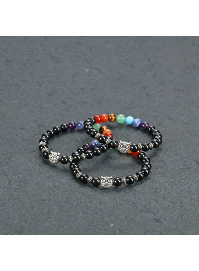 Top Plaza 7 Chakra Stone Bead Bracelet Reiki Healing Yoga Meditation Anxiety Stretch Bracelets Owl Gifts for Women Men, 7 inches, Stone, not-known  - Image 3