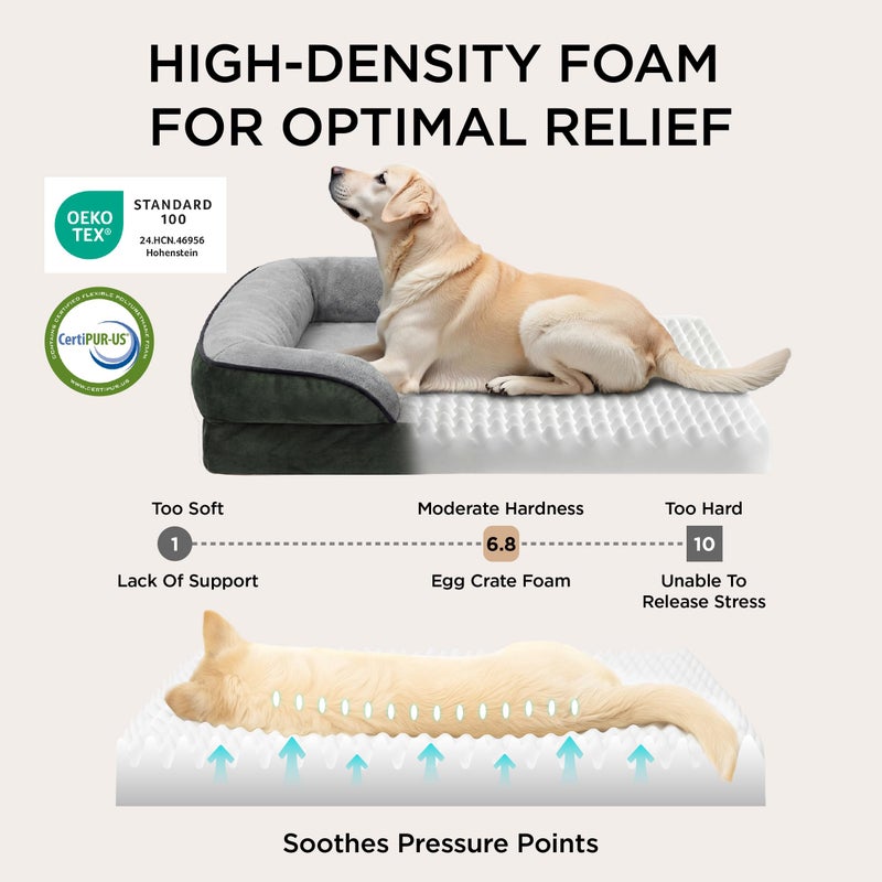 Bedsure Orthopedic Dog Bed Medium Size Dogs - Washable Medium Dog Cat Bed Waterproof, Comfort Pet Couch Sofa with Washable Removable Cover, Pets Bed with Nonskid Bottom, Boreal Canopy Green, 28" - Image 3