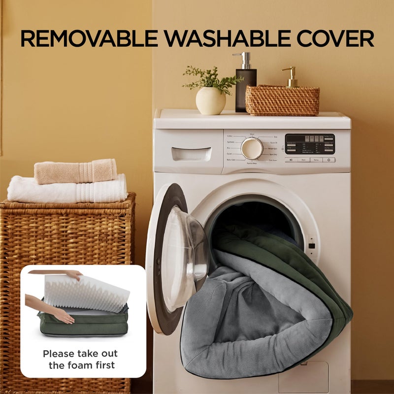 Bedsure Orthopedic Dog Bed Medium Size Dogs - Washable Medium Dog Cat Bed Waterproof, Comfort Pet Couch Sofa with Washable Removable Cover, Pets Bed with Nonskid Bottom, Boreal Canopy Green, 28" - Image 5
