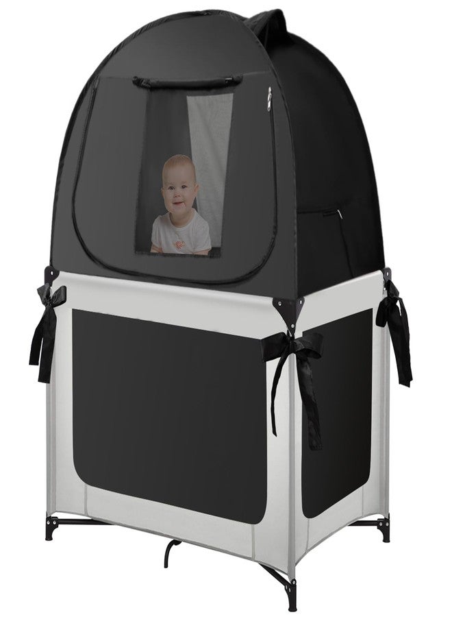 L RUNNZER Blackout Sleep Tent, Pack N Play Blackout Cover to Block 90% of Light, Portable Pop Up Travel Essential Pack N Play Cover - Image 1