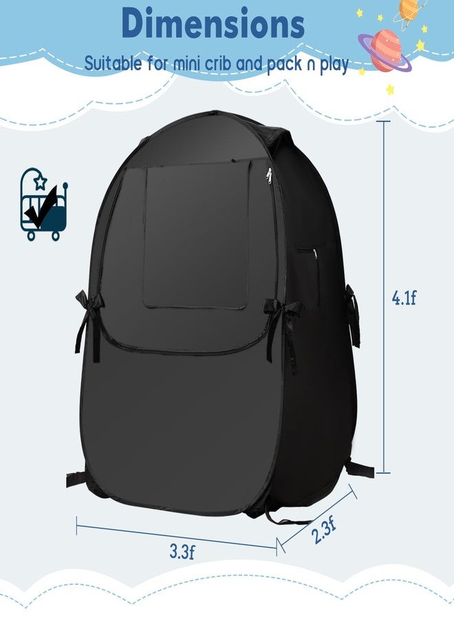 L RUNNZER Blackout Sleep Tent, Pack N Play Blackout Cover to Block 90% of Light, Portable Pop Up Travel Essential Pack N Play Cover - Image 2