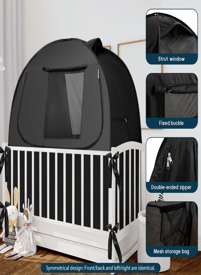 L RUNNZER Blackout Sleep Tent, Pack N Play Blackout Cover to Block 90% of Light, Portable Pop Up Travel Essential Pack N Play Cover - Image 3