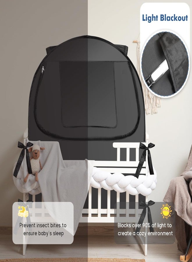 L RUNNZER Blackout Sleep Tent, Pack N Play Blackout Cover to Block 90% of Light, Portable Pop Up Travel Essential Pack N Play Cover - Image 5