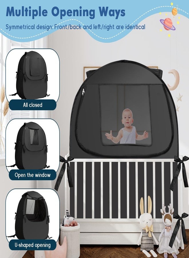 L RUNNZER Blackout Sleep Tent, Pack N Play Blackout Cover to Block 90% of Light, Portable Pop Up Travel Essential Pack N Play Cover - Image 4