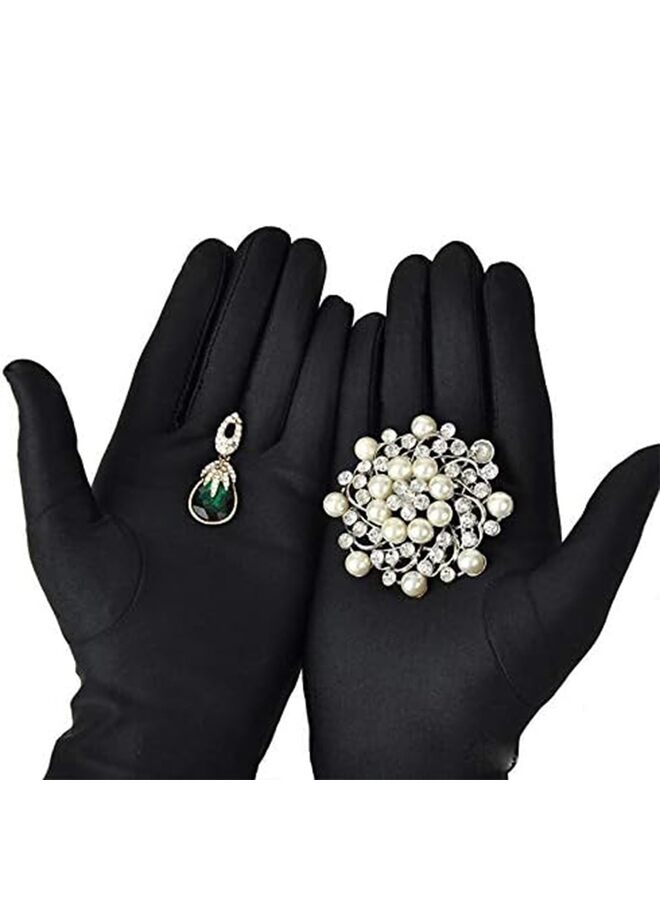 2PCS Full Finger Microfiber Cleaning Polishing Watch and Jewellery Handling Soft Gloves,Microfiber Gloves Dusting Fingerprint Proof for Lens Optics Jewelry (Black) - Image 1