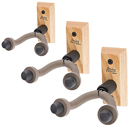 String Swing Wall Mount Guitar Hangers Oak (3 Pack) CC01-O - Image 5
