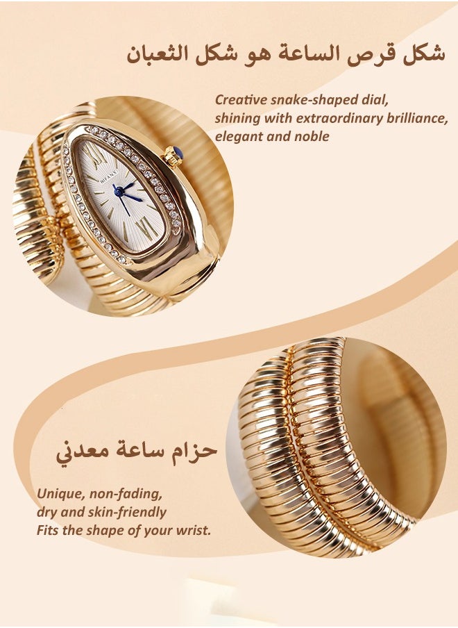 BIFANXI Ladies Fashion Watch, Snake-Shaped Diamond Design Quartz Watch, Fashionable Versatile Bracelet Watch  - Image 3