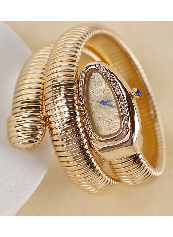 BIFANXI Ladies Fashion Watch, Snake-Shaped Diamond Design Quartz Watch, Fashionable Versatile Bracelet Watch  - Image 5