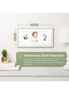 pearhead My Little Prints Newborn Handprint & Footprint Frame Kit - No Mess Clean Touch Ink Pad, Gender-Neutral Keepsake, Ideal Shower Gift, Nursery Decor, Distressed Wood  - Image 2