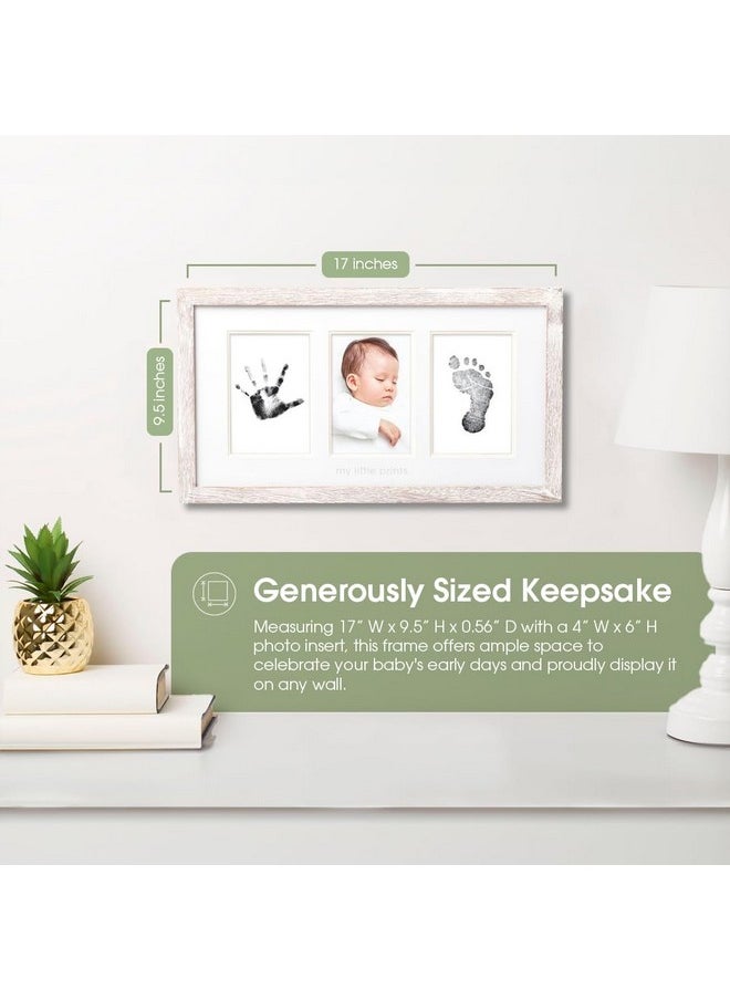 pearhead My Little Prints Newborn Handprint & Footprint Frame Kit - No Mess Clean Touch Ink Pad, Gender-Neutral Keepsake, Ideal Shower Gift, Nursery Decor, Distressed Wood  - Image 2