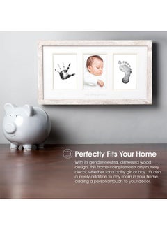pearhead My Little Prints Newborn Handprint & Footprint Frame Kit - No Mess Clean Touch Ink Pad, Gender-Neutral Keepsake, Ideal Shower Gift, Nursery Decor, Distressed Wood  - Image 3