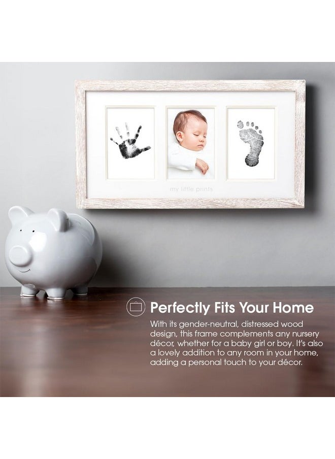 pearhead My Little Prints Newborn Handprint & Footprint Frame Kit - No Mess Clean Touch Ink Pad, Gender-Neutral Keepsake, Ideal Shower Gift, Nursery Decor, Distressed Wood  - Image 3