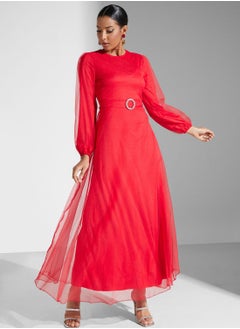 Khizana Puff Sleeve Belted Dress  - Image 4