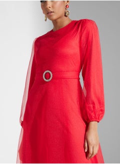 Khizana Puff Sleeve Belted Dress  - Image 3