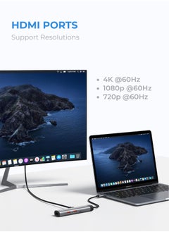 blupebble C6 Hub Aluminum 6 in 1 Multimedia Hub -4K HDMI, Gigabit Ethernet, USB C 3.1, USB-C, 2 USB-A 3.1  - Image 4