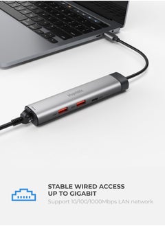 blupebble C6 Hub Aluminum 6 in 1 Multimedia Hub -4K HDMI, Gigabit Ethernet, USB C 3.1, USB-C, 2 USB-A 3.1  - Image 5